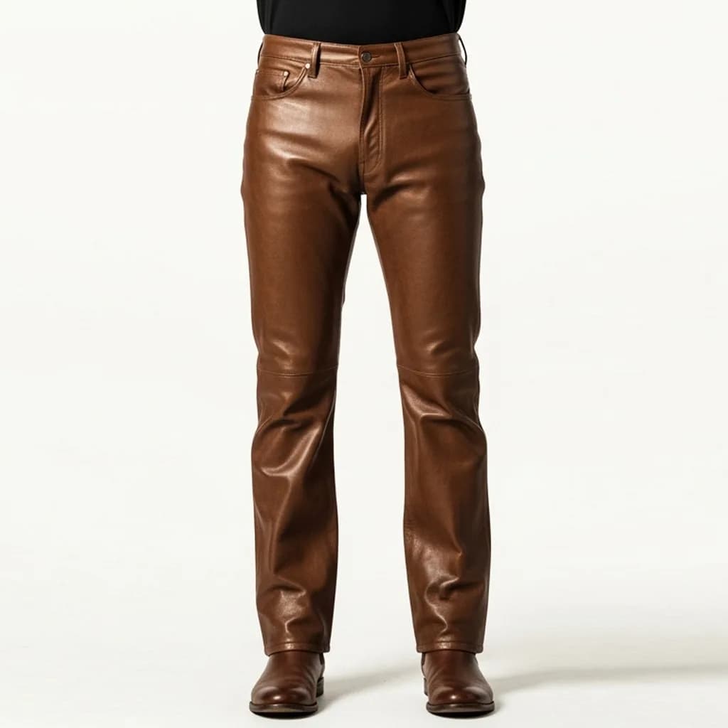 sepia brown straight leg leather pants sepia sway front view