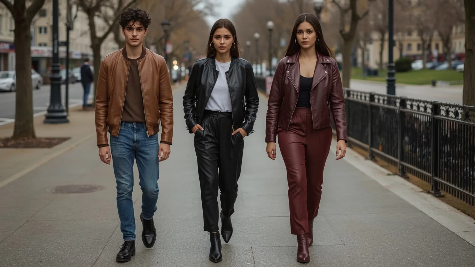 Diverse leather jacket outfits for different styles and occasions.