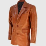 2 Button Tan Leather Coat