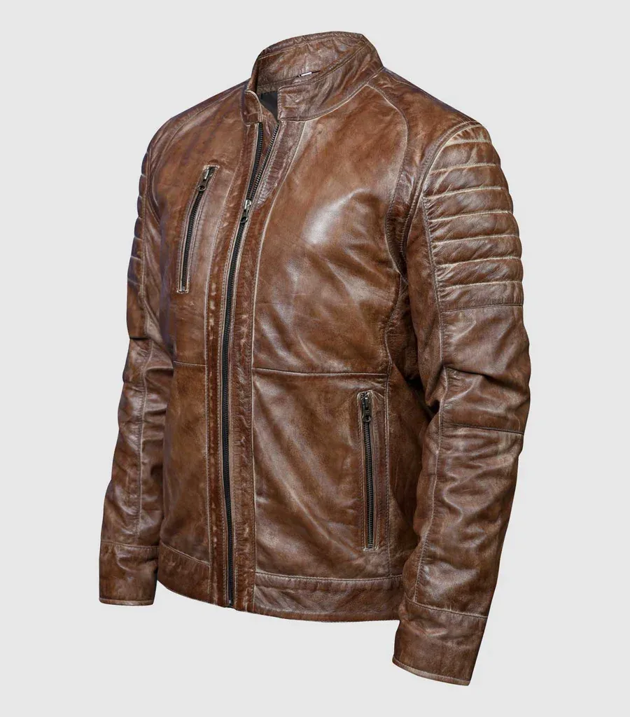 Waxed Brown Biker Jacket