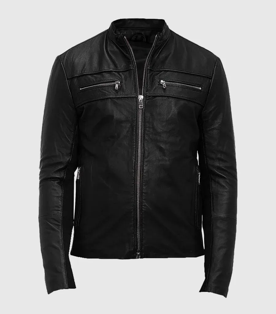 Black Edge Men's Leather Biker Jacket