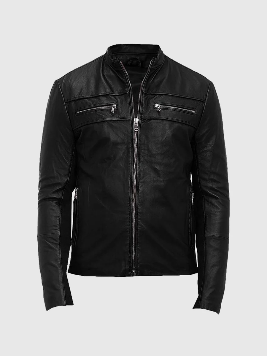Black Edge Men's Leather Biker Jacket Black Edge Men's Leather Biker Jacket