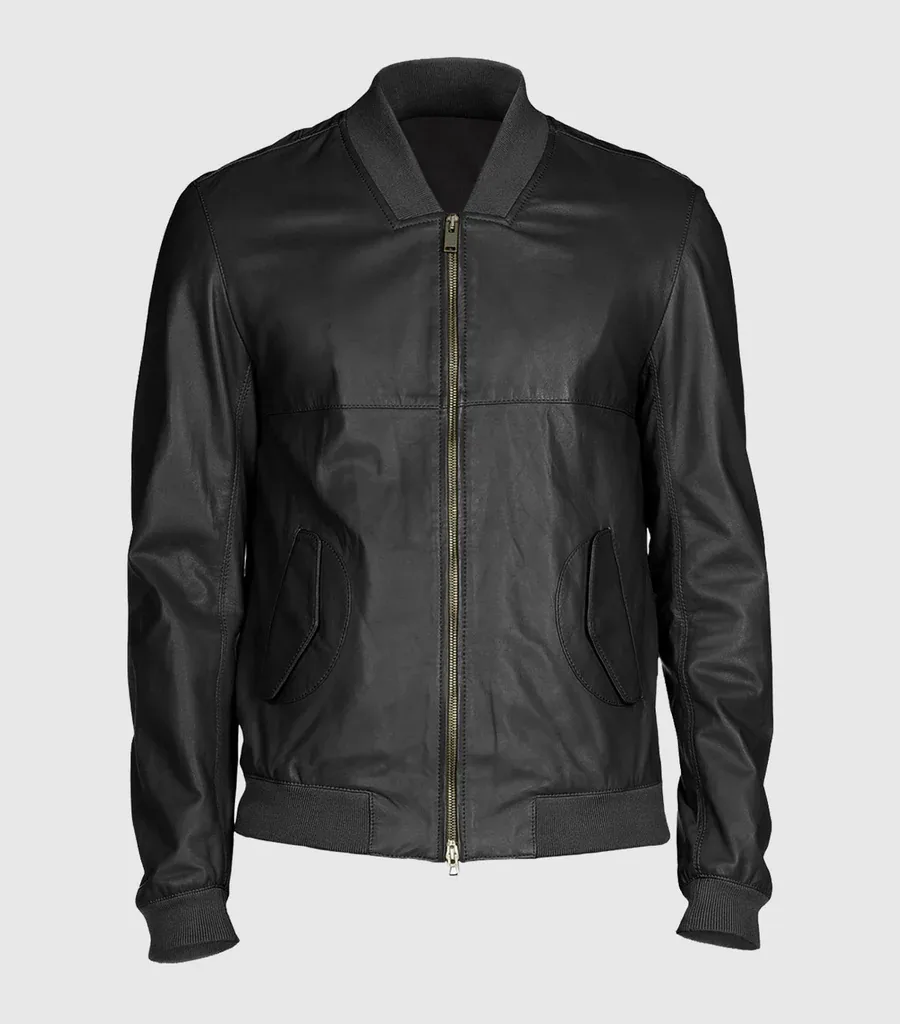 Striker Men's Black Leather Bomber Jacket