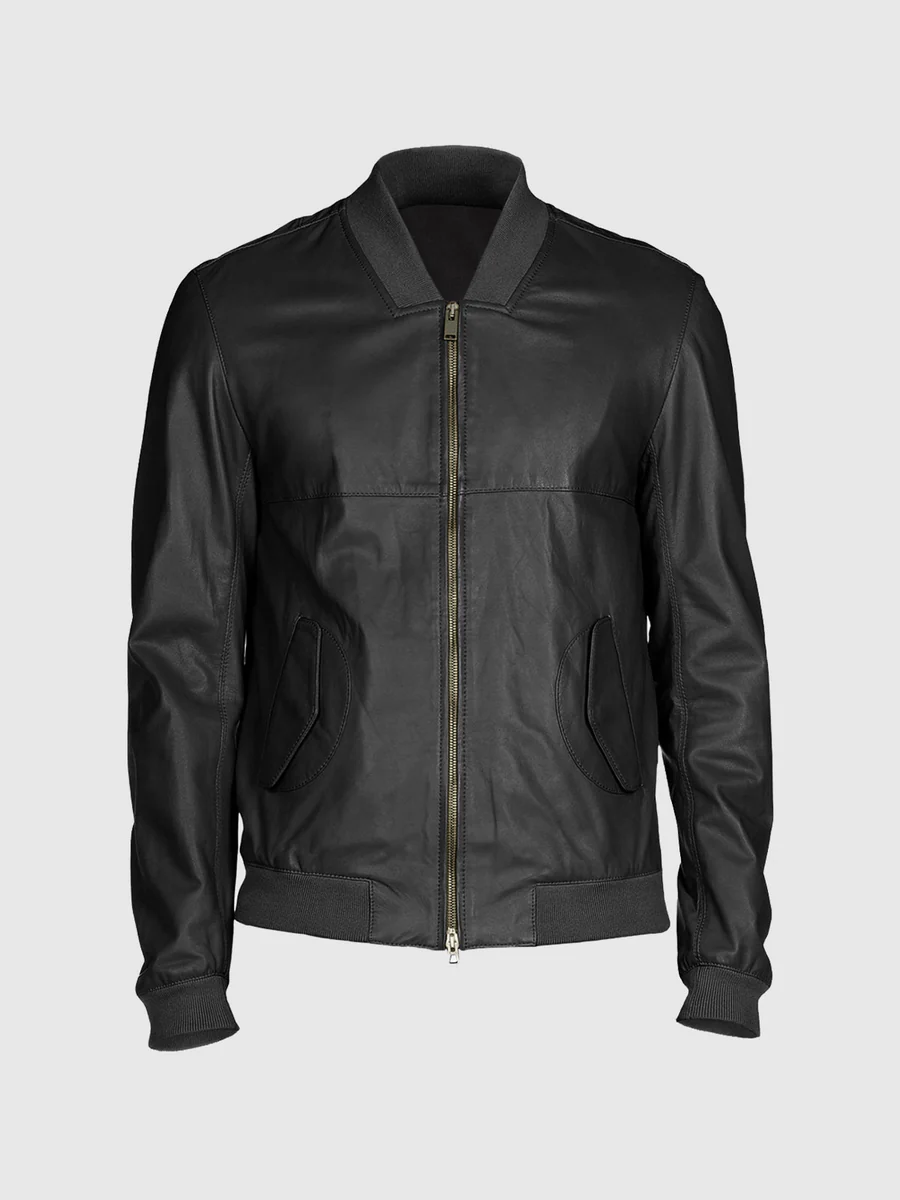 Striker Men's Black Leather Bomber Jacket Striker Men's Black Leather Bomber Jacket