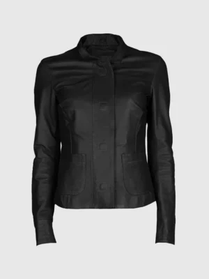 Custom Women’s Button Front Leather Jacket