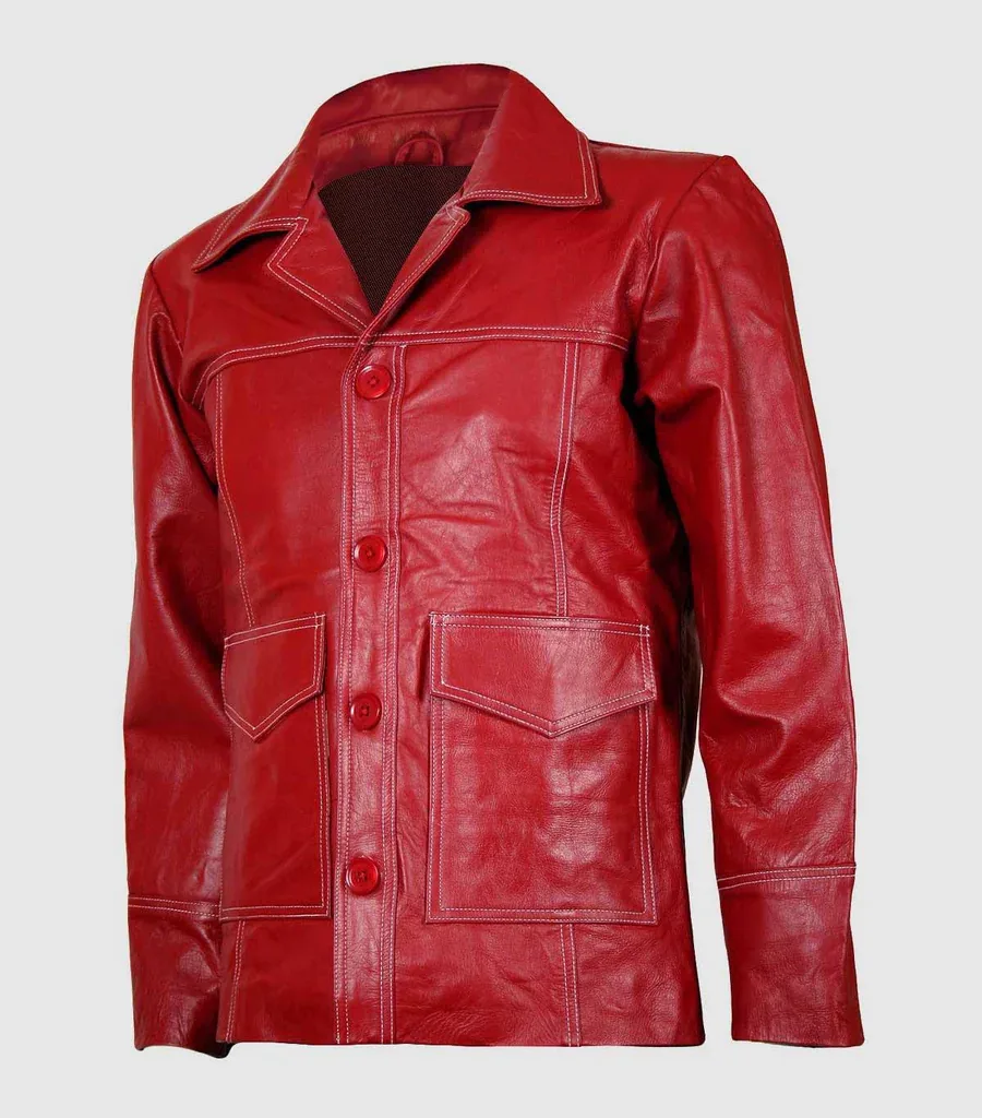 Classic Red Leather Coat
