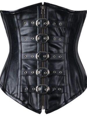 Spurs Faux Leather Longline Underbust Corset