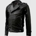 Zipper Black Leather Jacket