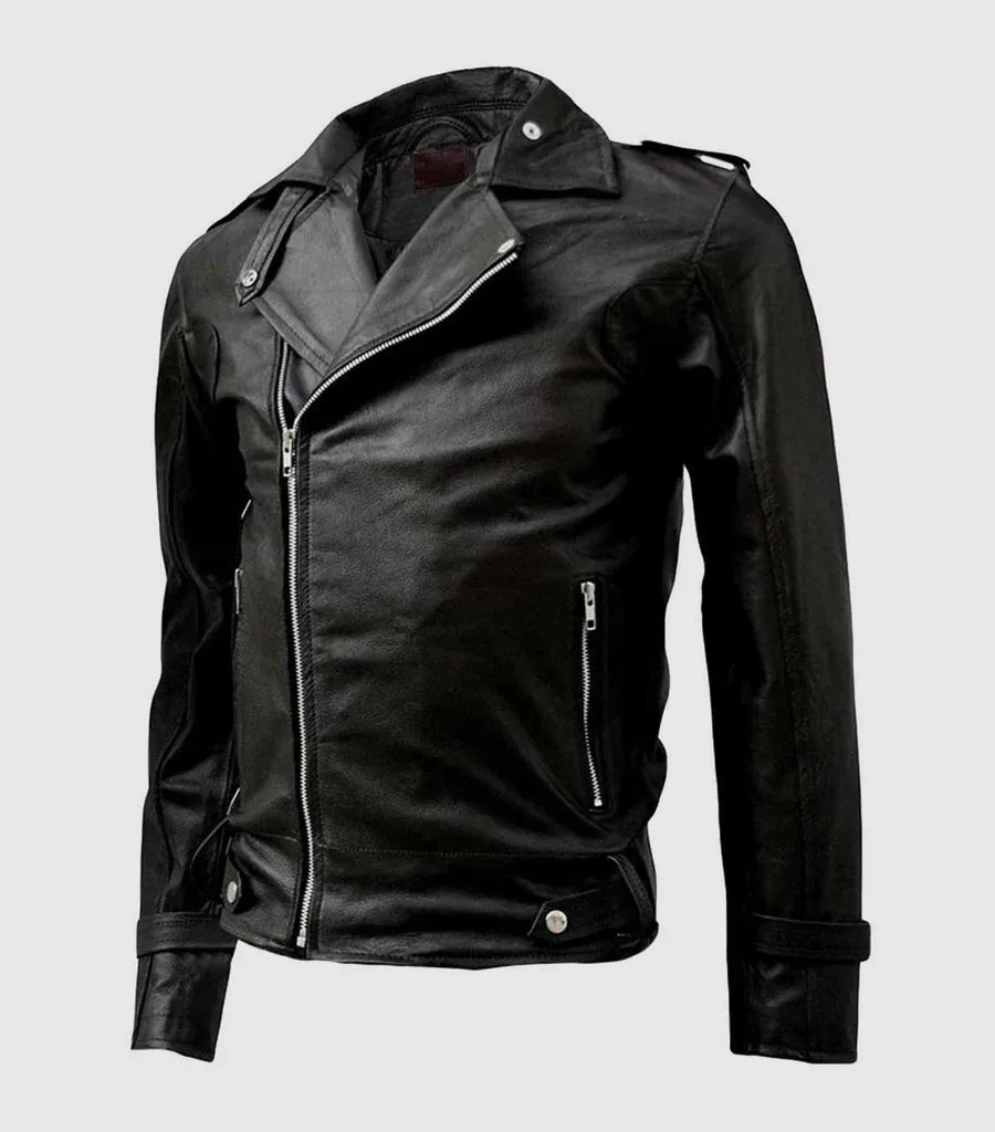 Zipper Black Leather Jacket