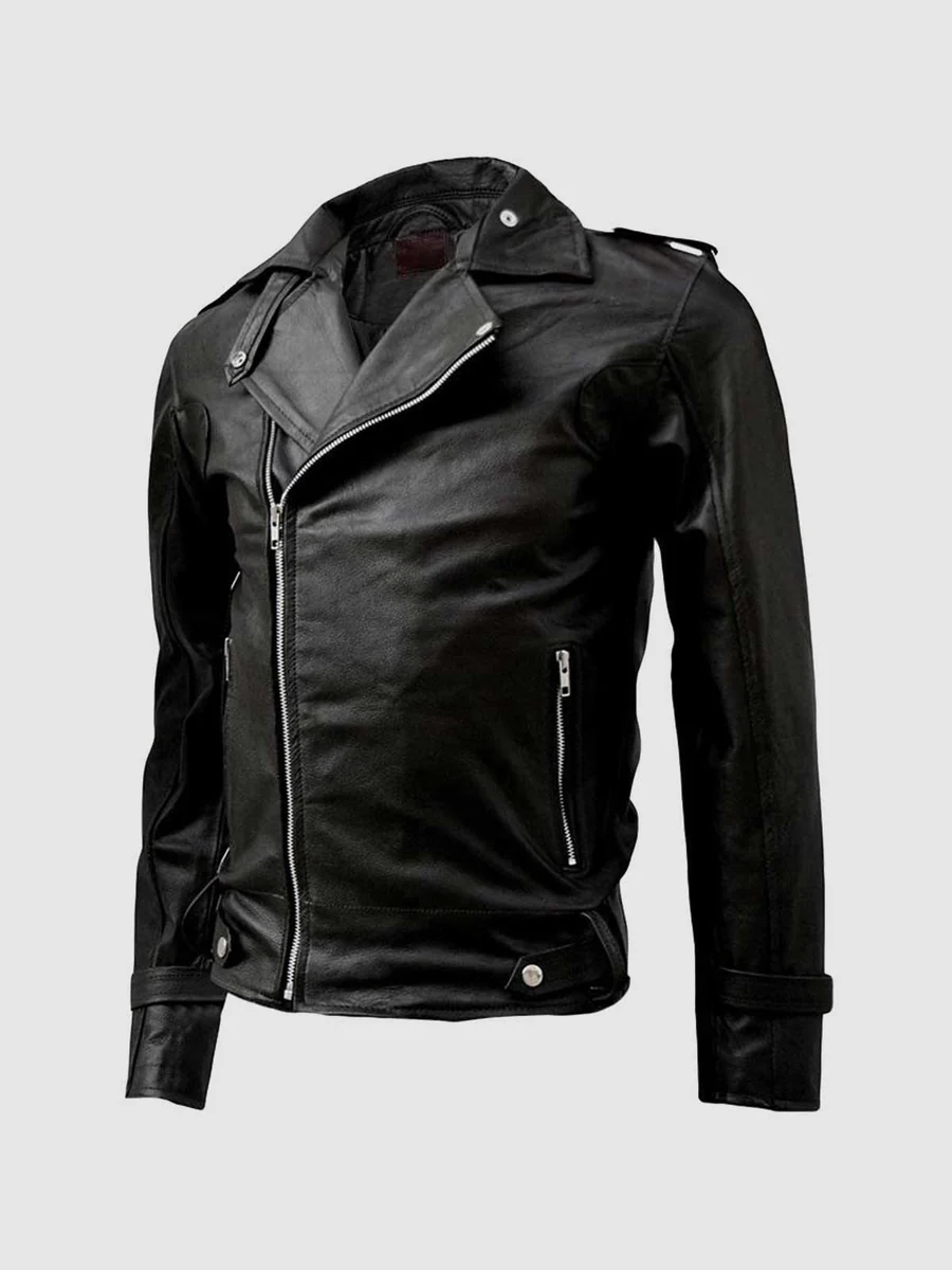 Zipper Black Leather Jacket