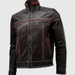 Bi-Color Unique White Stitched Men's Moto Leather Jacket