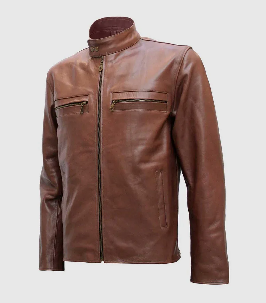 Men's Elegant Brown Fashion Leather Jacket