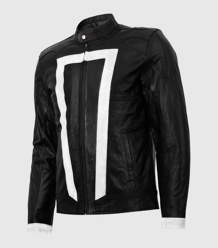 Black and White Leather Motorcycle Jacket