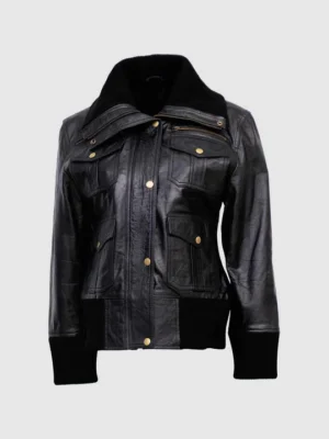 Custom Women’s Utility Leather Bomber Jacket