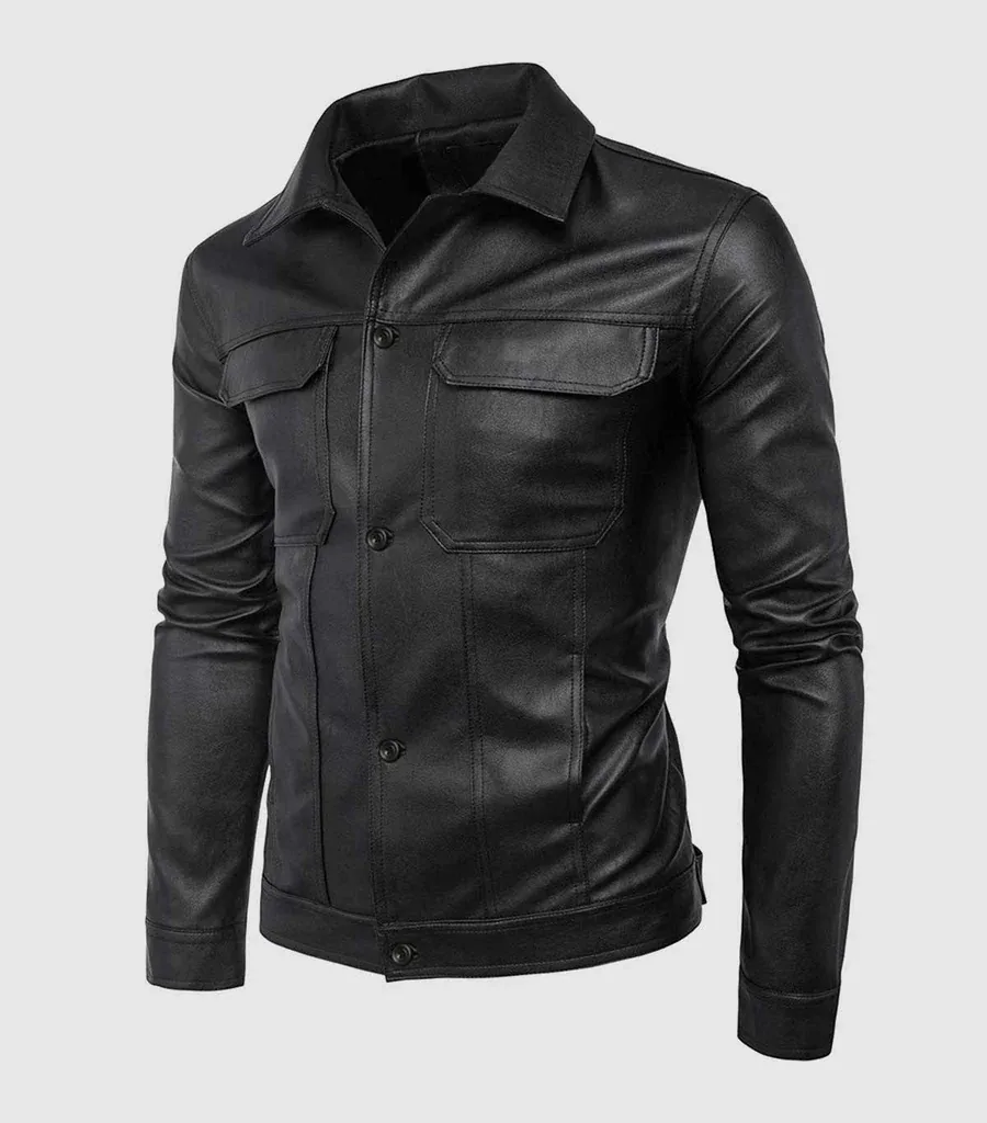 Collared Leather Jacket