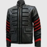 Black Military Men's Fitted Leather Jacket