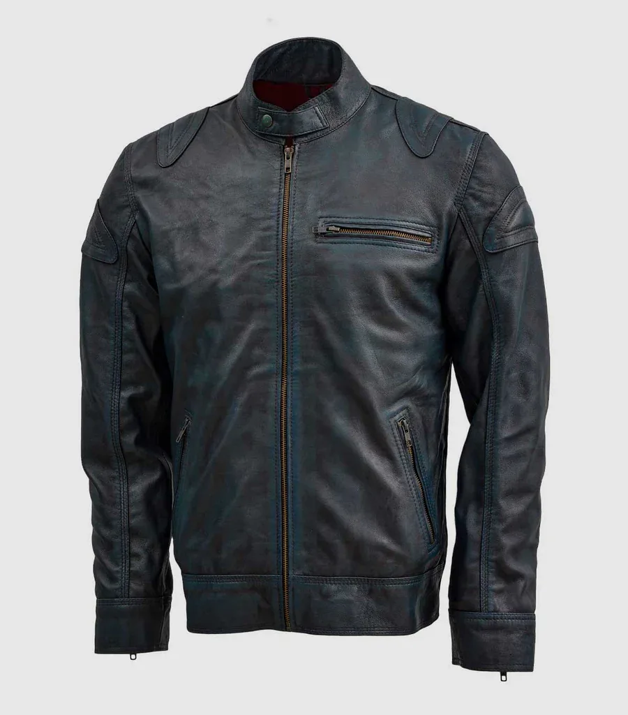 Blue Waxed Jacket With Red Shade