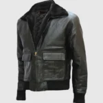 Leather Bomber Jacket With Fur