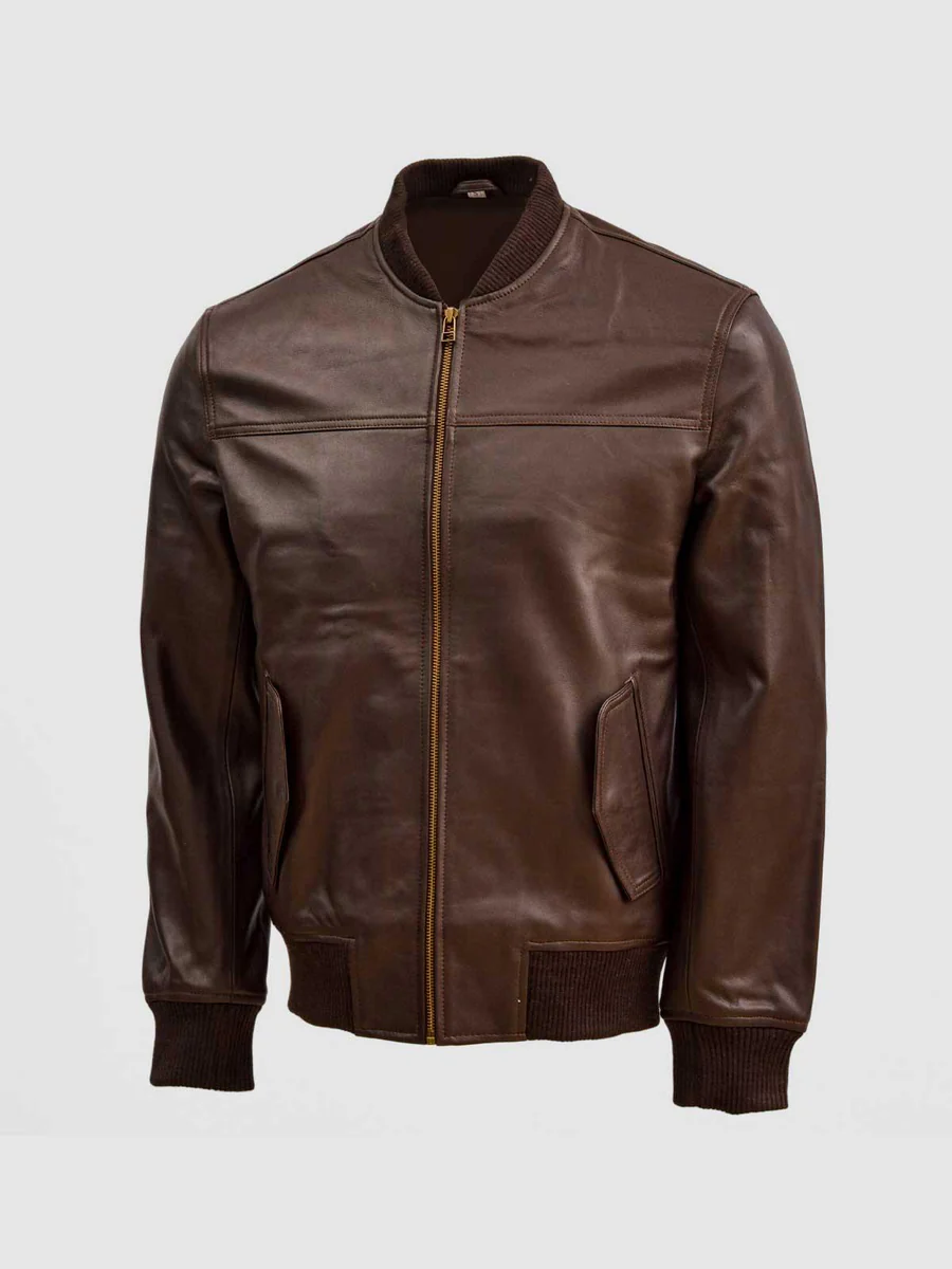 Brown Leather Bomber Sheep Jacket Brown Leather Bomber Sheep Jacket