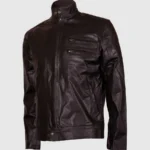 Classic Trim Fit Short Leather Jacket for Men