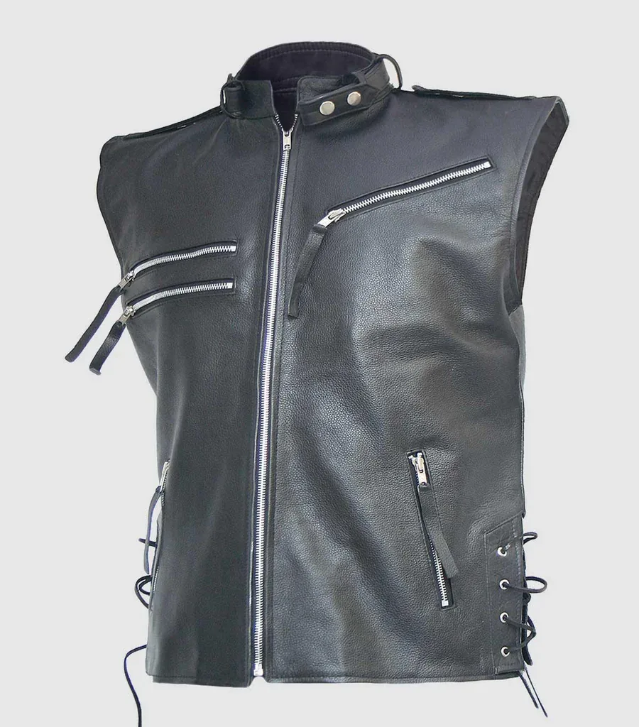 Easy Wear Biker Black Men's Leather Vest