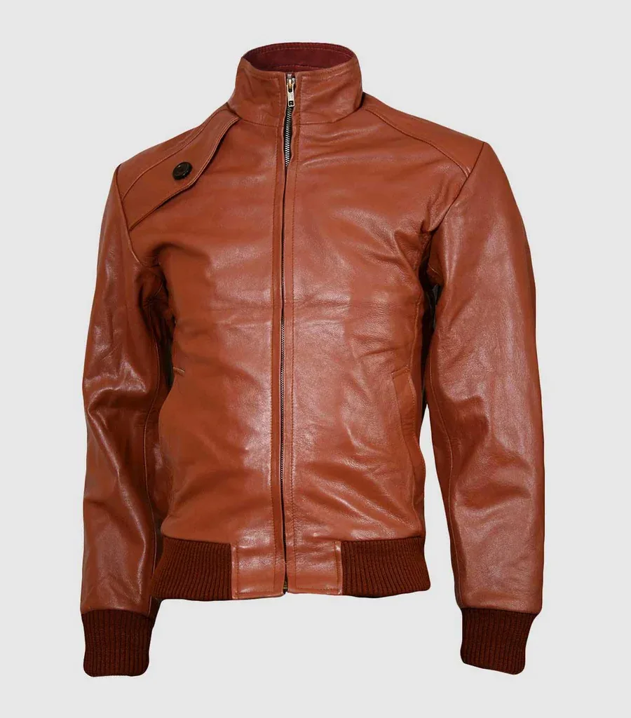 Fashion Centric Tan Brown Leather Jacket for Men