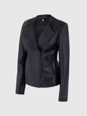 Custom Women’s Asymmetrical Zip Leather Biker Jacket Handmade
