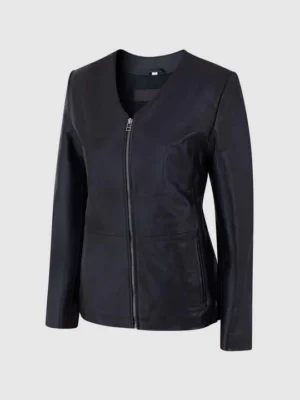 Custom Women’s Minimal Motorcycle Leather Jacket Handmade