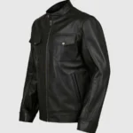 4 Pocket Black Leather Jacket