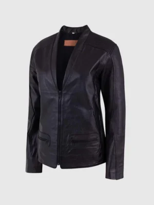 Custom Women’s V Neck Leather Jacket