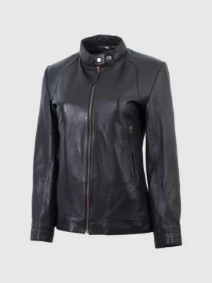 Custom Women’s Snap Tab Motorcycle Leather Jacket