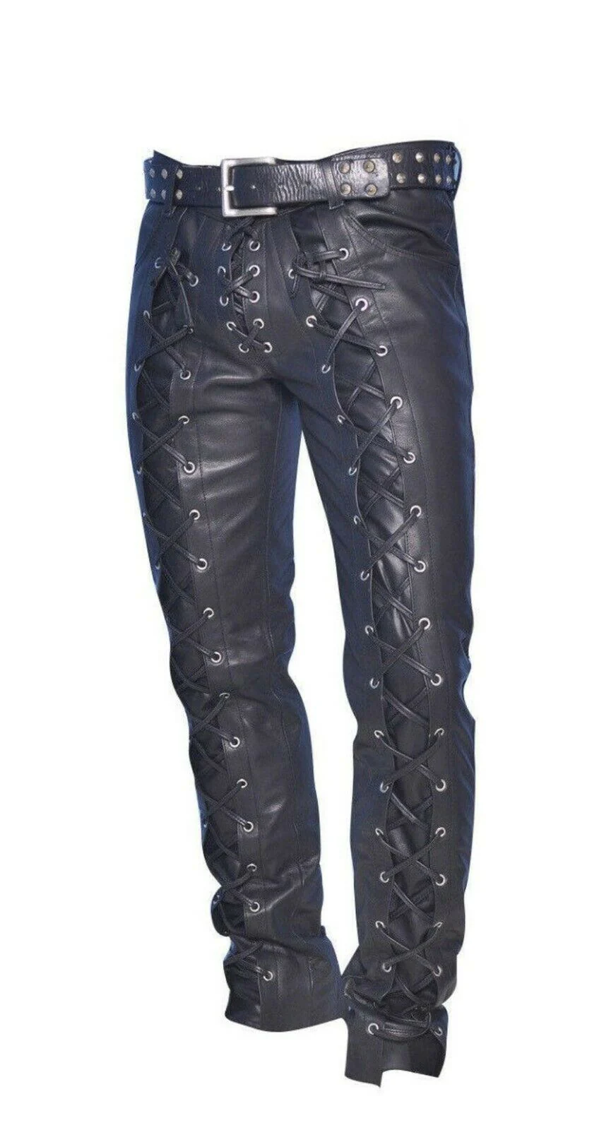 Men's Genuine Leather Laced Biker trouser pants Men's Genuine Leather Laced Biker trouser pants