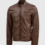 Brown Leather Waxed Jacket