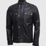 Lightweight Men Soft Black Sheepskin Jacket