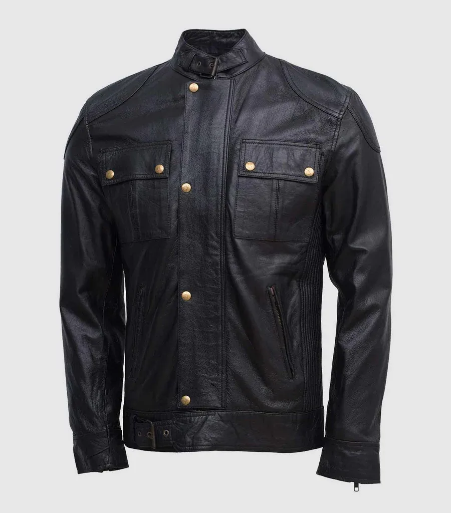 Lightweight Men Soft Black Sheepskin Jacket
