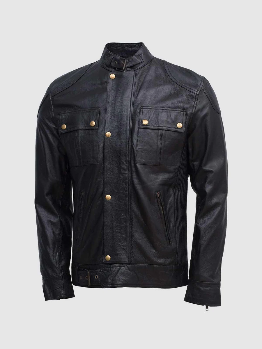 Lightweight Men Soft Black Sheepskin Jacket