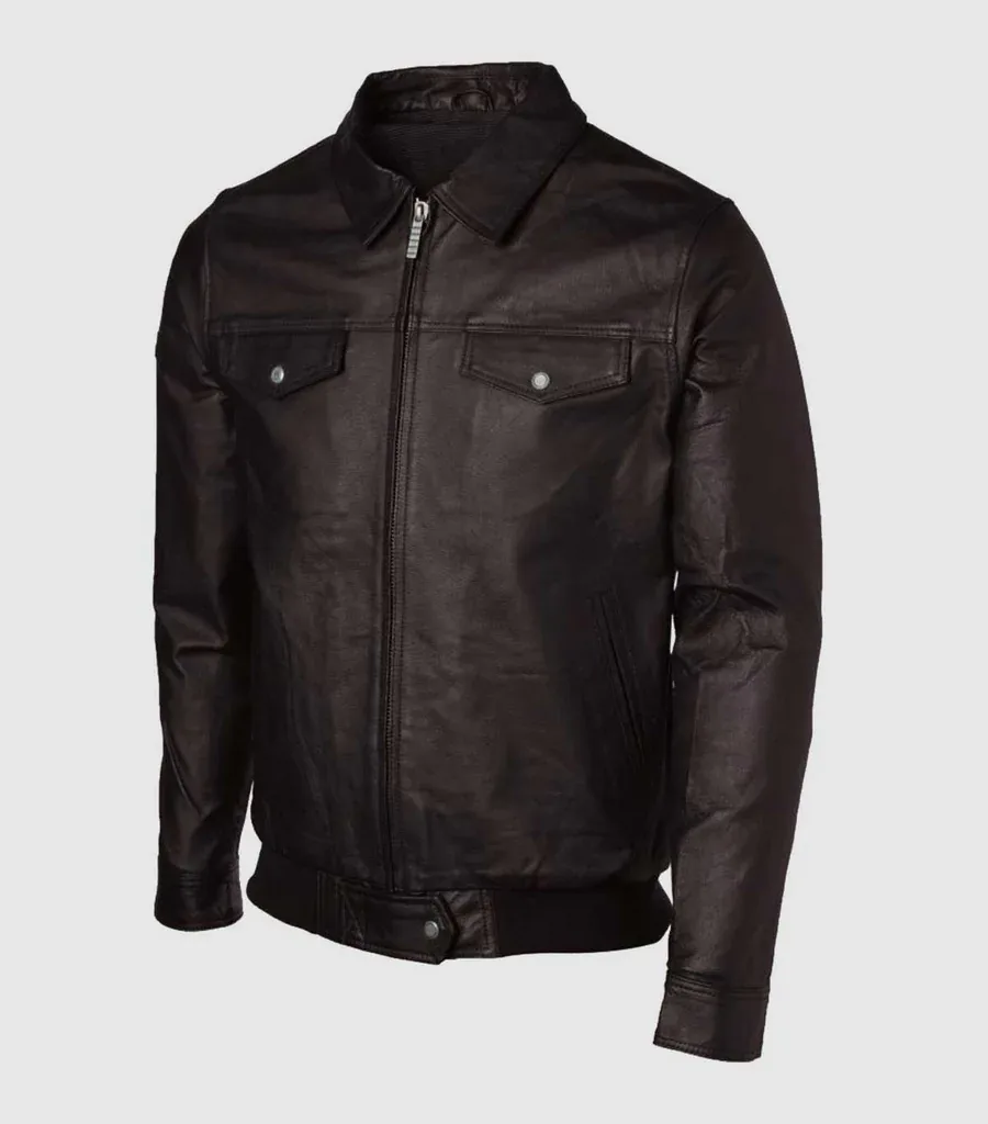 Men's Expressive Brown Bomber Leather Jacket