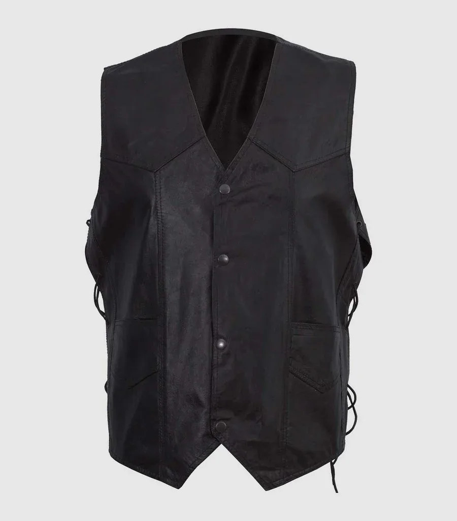 Men's Simple Black Leather Vest
