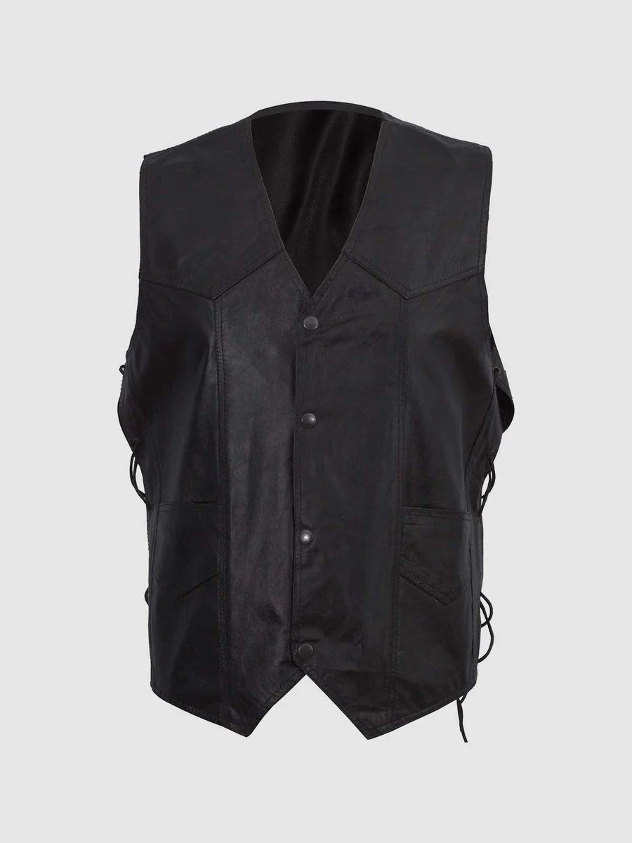 Men's Simple Black Leather Vest Men's Simple Black Leather Vest
