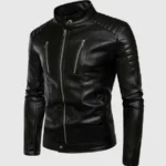 Stand Up Collar Leather Jacket