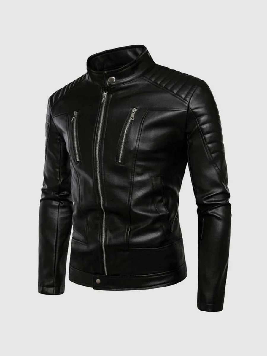 Stand Up Collar Leather Jacket Stand Up Collar Leather Jacket