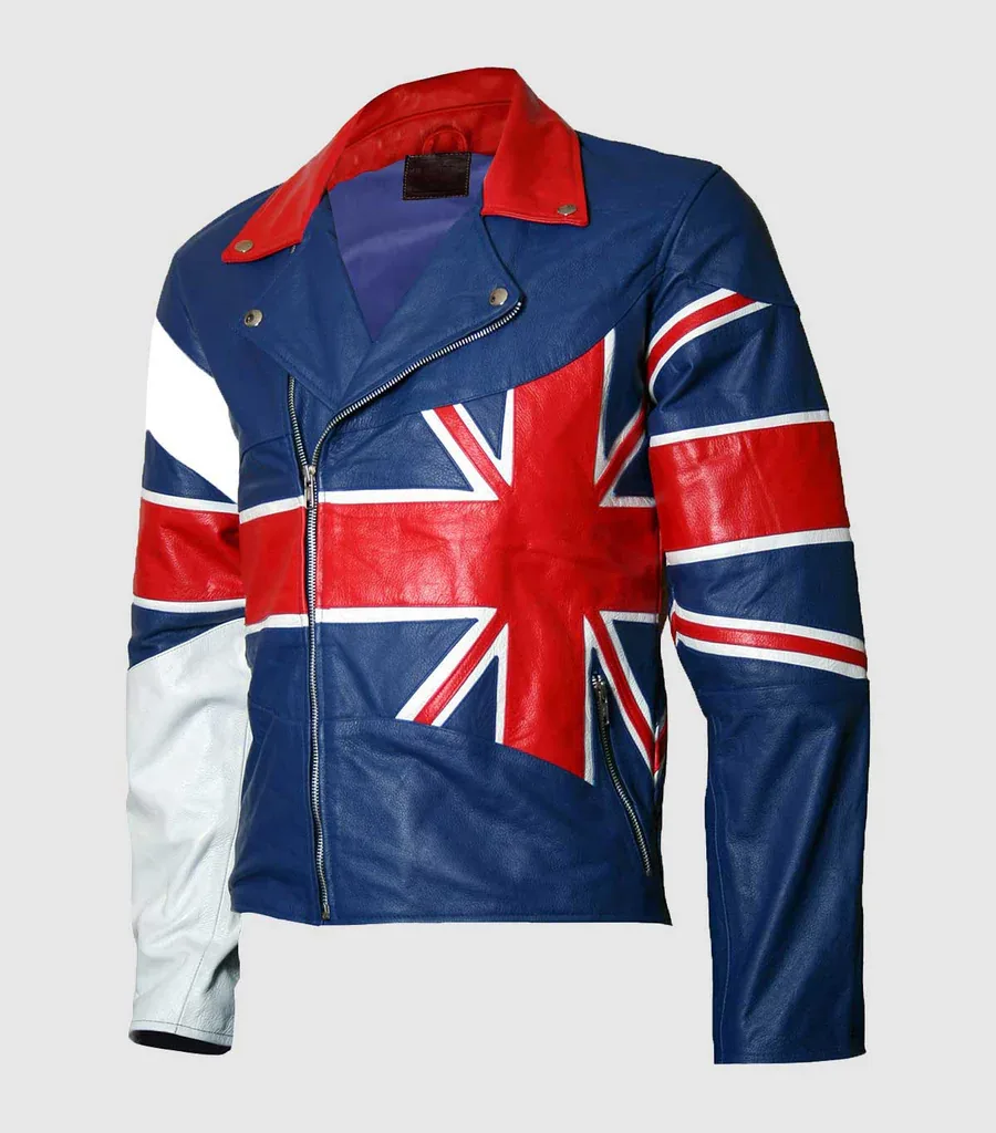 Men's Union Jack Flag Biker Leather Jacket