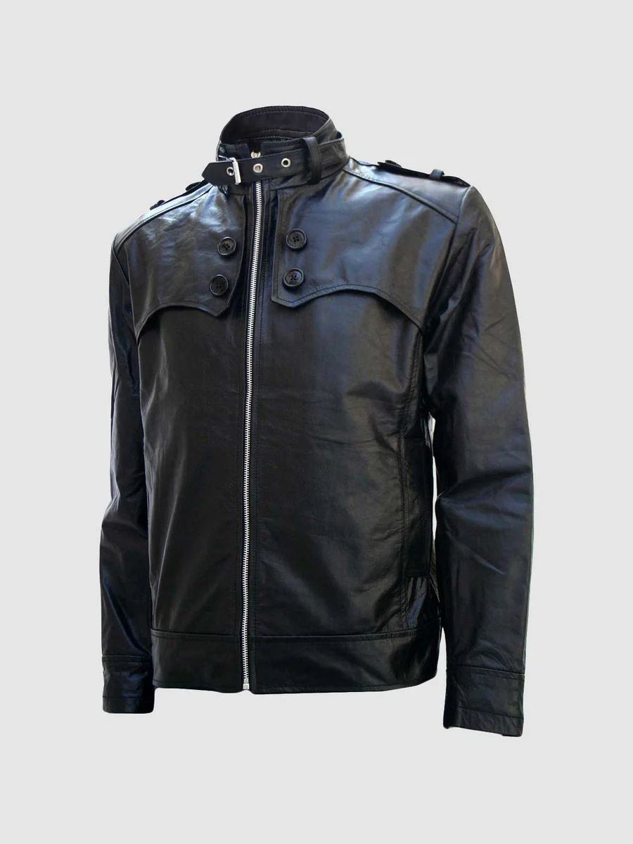Menswear Black Cropped Leather Jacket Menswear Black Cropped Leather Jacket