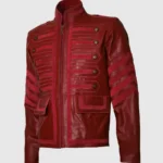 Military Look Men Maroon Leather Jacket