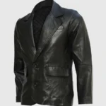 2 Button Black Leather Blazer
