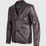 2 Button Brown Leather Blazer