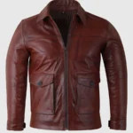 Noble Hide Men's Waxed Burgundy Leather Jacket