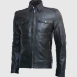 Slim Fit Biker Black Leather Jacket