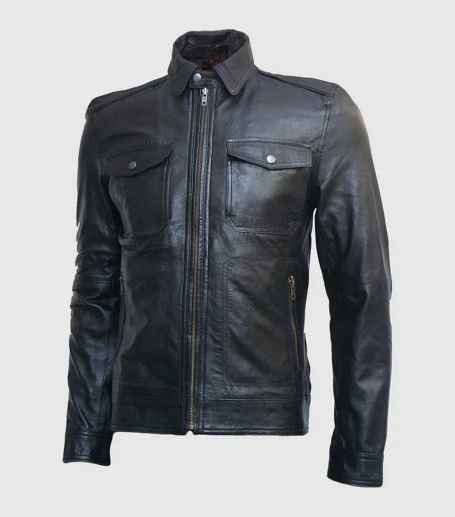 Slim Fit Biker Black Leather Jacket