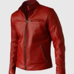 Elegant Red Leather Jacket